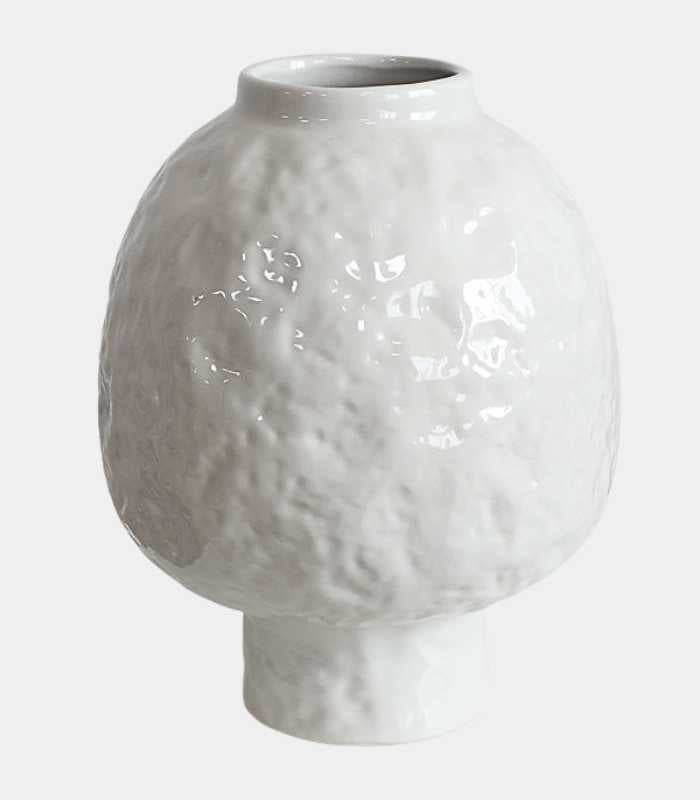 Artisan Lunar Ceramic Vase - Abstract Sculptural Pottery, 31cm Tall