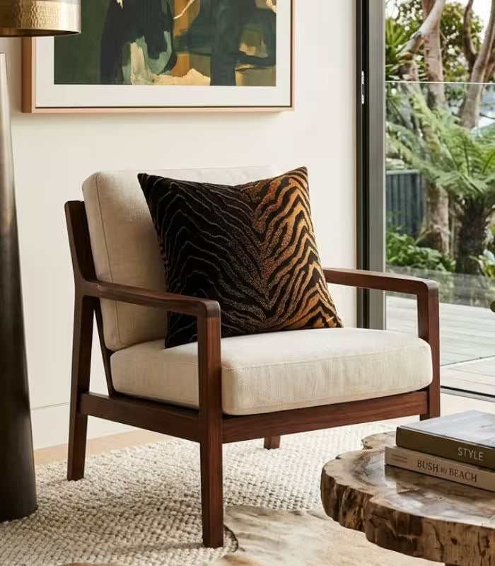 Tiger Stripe Jacquard Cushion Cover — Black & Bronze Woven Textile 45 cm (18 in)
