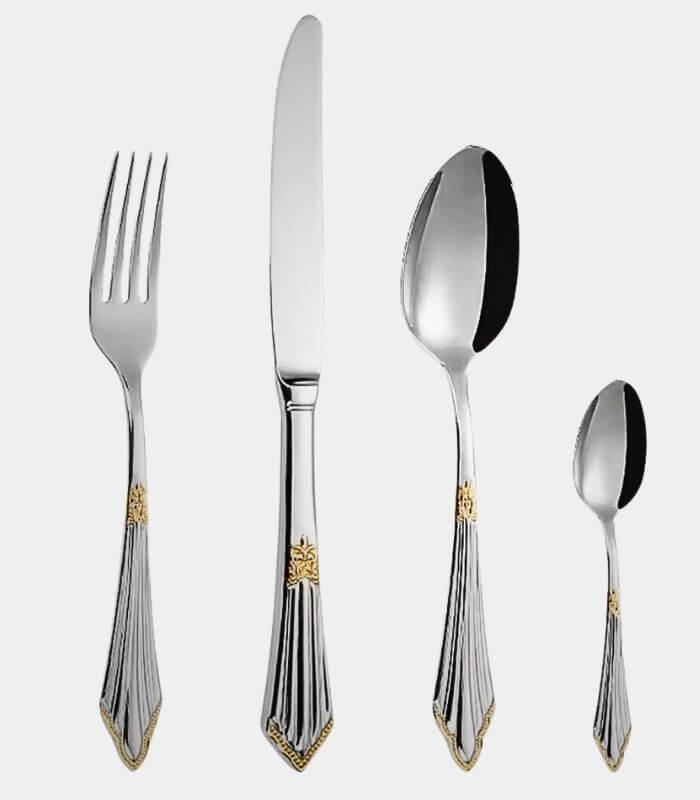 24 Pcs Raffaello Flatware Cutlery Set Silver & Gold