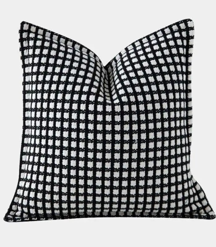 Black & White Checkered Cushion Cover – Woven Elegance (45x45 cm)