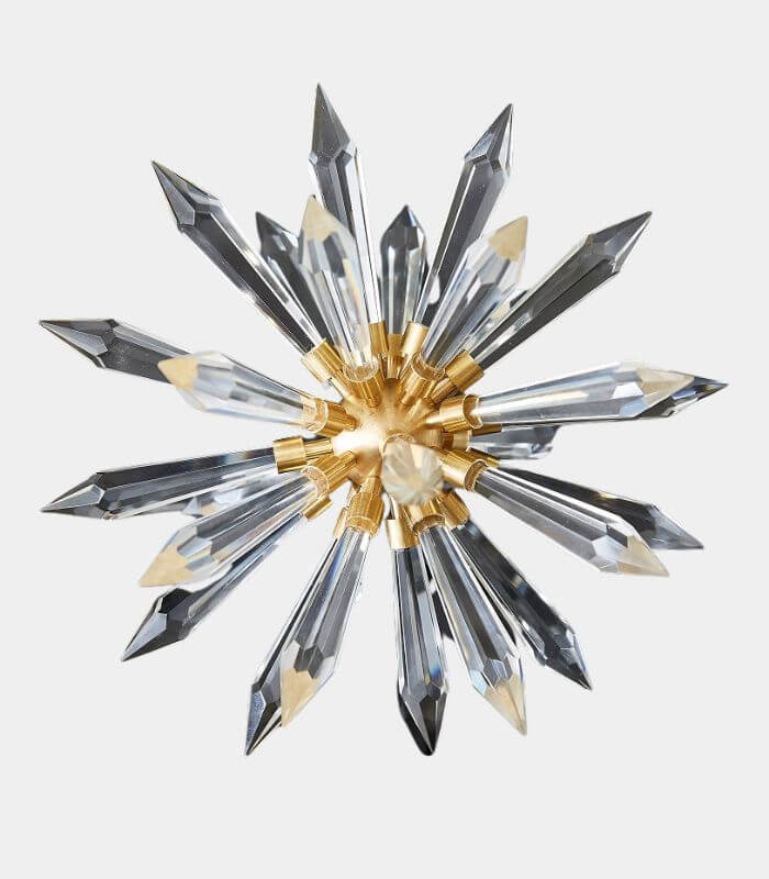 Modern Crystal Sunburst Table Sculpture | Contemporary Gold & Crystal Home Decor Accent Piece | Decorative Art Object