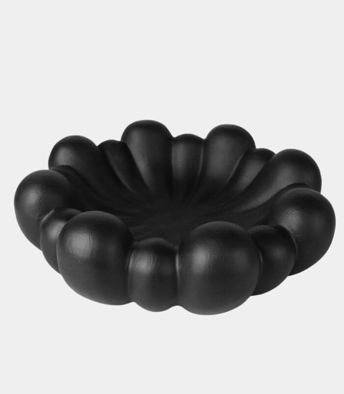 Blossom Elegance Resin Fruit Decorative Bowl Handcrafted Black