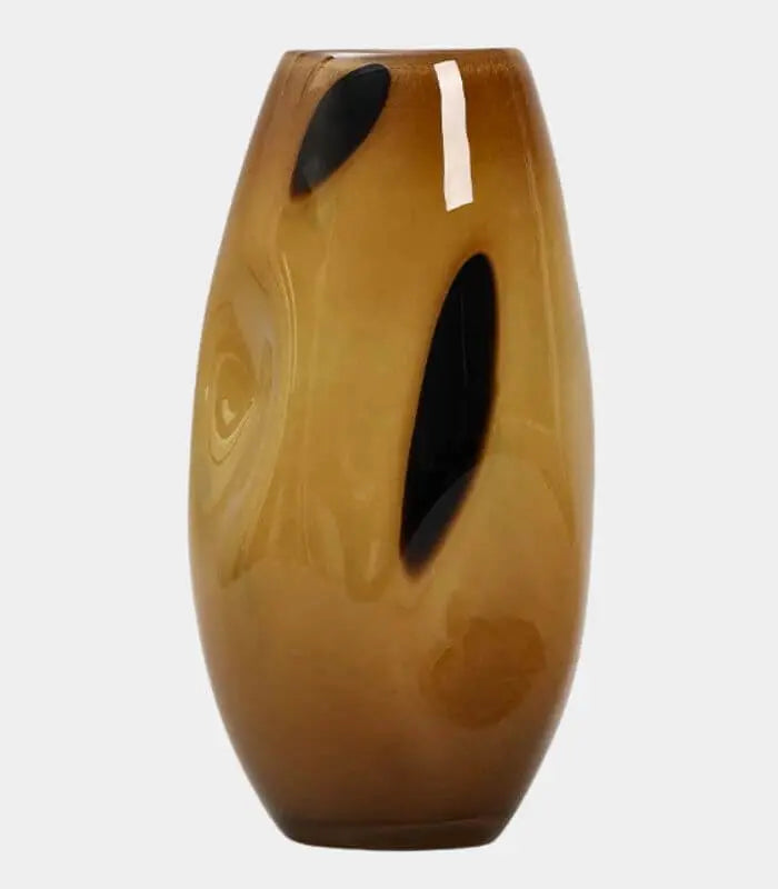 Solara Amber Glass Vase – Handblown Abstract Accent Design