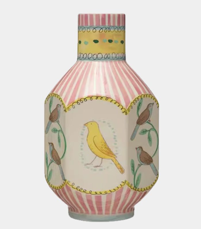 Hand-Painted Multi-Bird Bottle Vase - Charming Ceramic Decor (26cm/10.24")