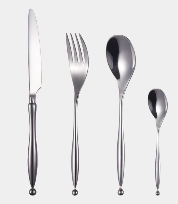 Weighted-Handle Flatware Set | 24-Piece Elegant Dining Collection with Sphere Detail | Modern Stainless Steel Cutlery Service for 6