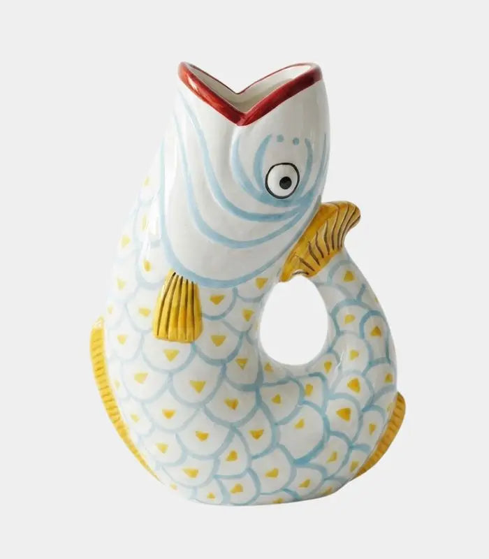 Aqualine Fish Vase – Hand-Painted Porcelain Sculpture Tabletop Vase 26 cm