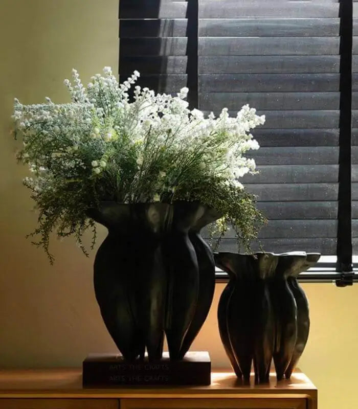 Ebon Bloom Vase - Elegant Handcrafted Black Vase Handcrafted