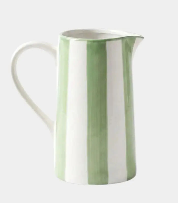 Righe Handcrafted Ceramic Pitcher Vase – Striped Hand-Painted Design