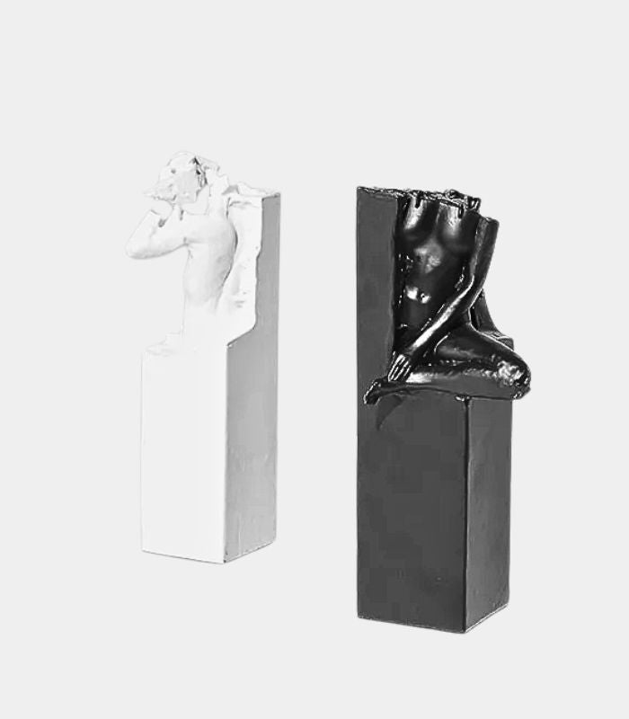 Modern Abstract Human Form Bookends - Artistic Resin Sculpture Set for Home Library