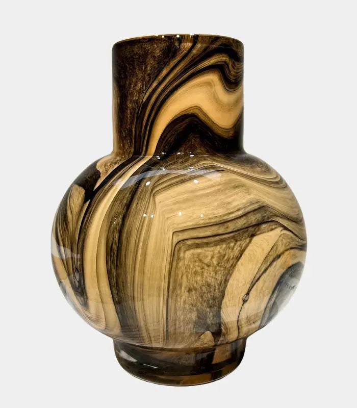 SWIRLED GLASS VASE – HANDCRAFTED ART GLASS DESIGN 18 cm