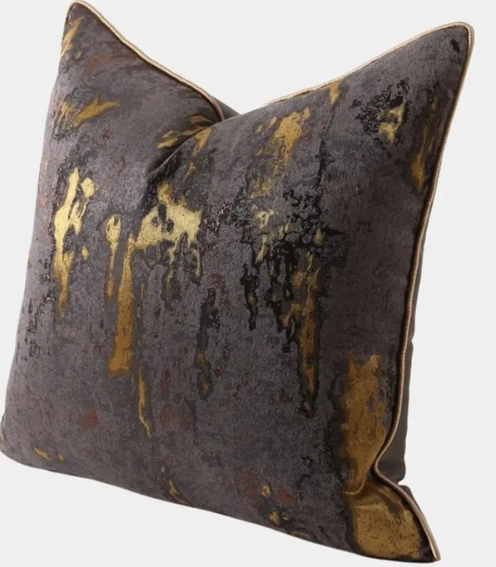 Nocturne Woven Jacquard Cushion Cover – Abstract Gold Brushstroke on Charcoal 45x45 cm