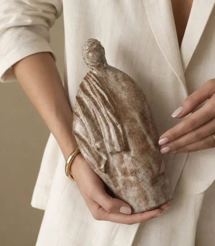 Solenne Decorative Sculpture Ceramic Object | Decorative Robed Figure Statue 22 cm / 8.66 in