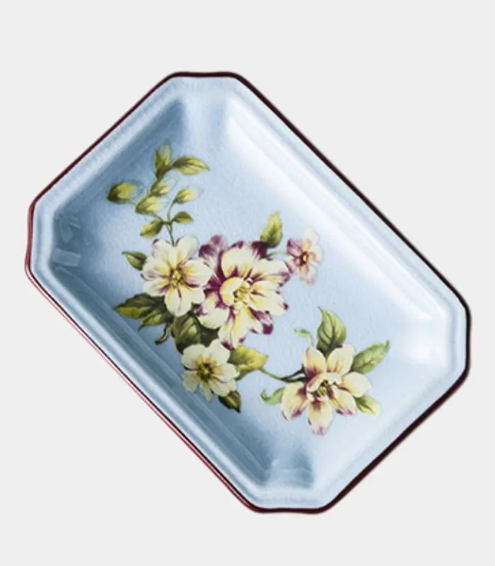 Marigold Ceramic Soap Dish – Hand-Decorated Floral Design Blue 13.3x9.3x2cm