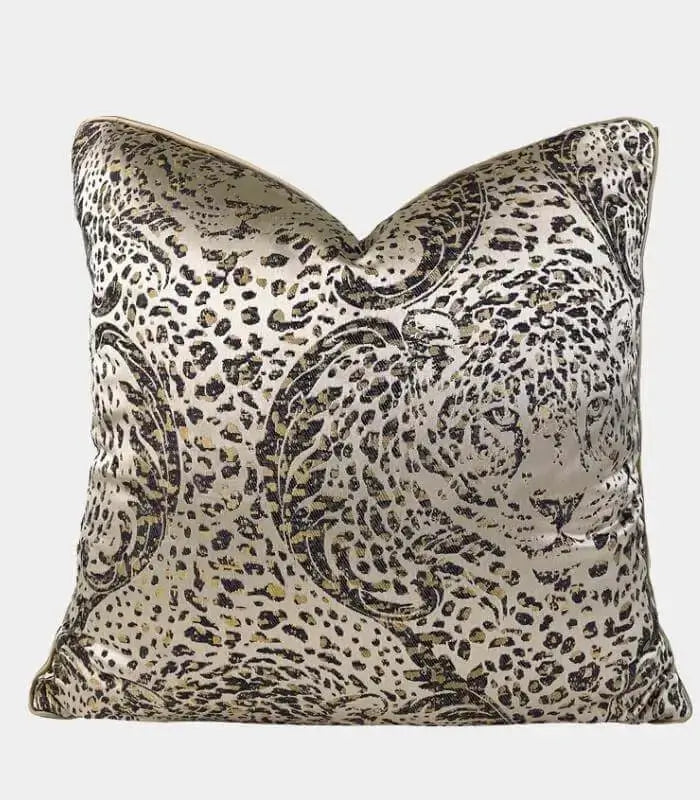 Elegant Leopard Print & Textured Jacquard Decorative Cushion Cover 45x45 cm