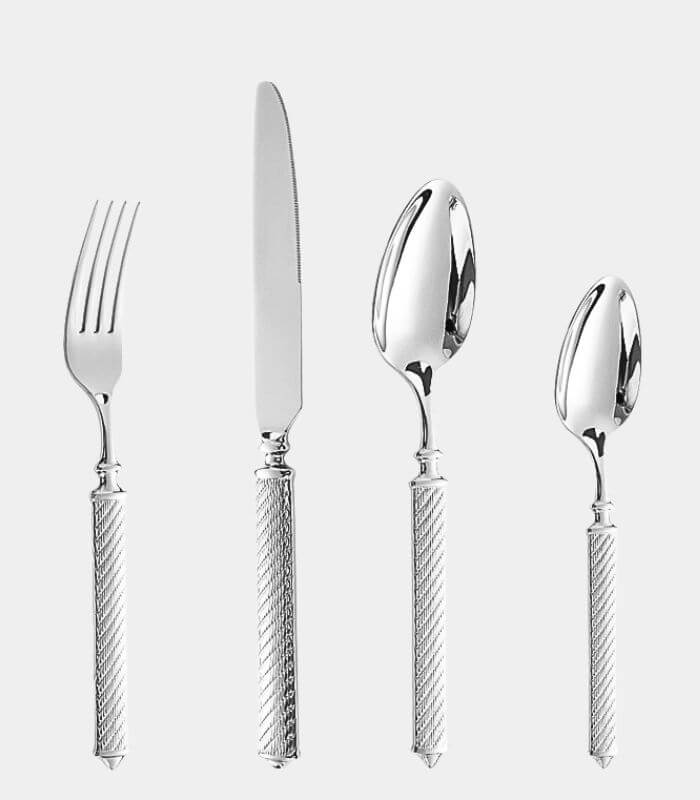 Belmont Regal Twisted Cable Premium Flatware Set - Luxury Stainless Steel Cutlery Collection (24-Piece or 16-Piece Set)