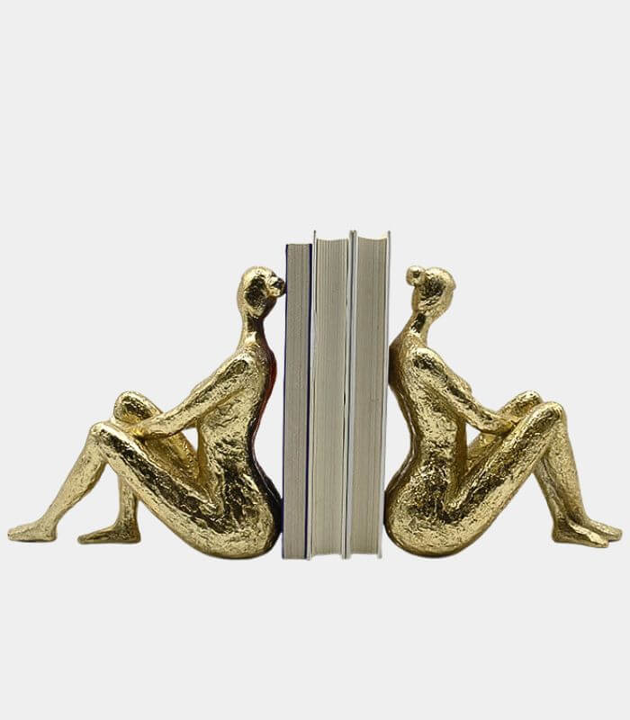 Set of 2 Golden Muse Sculptural Bookends Large 20 cm Resin