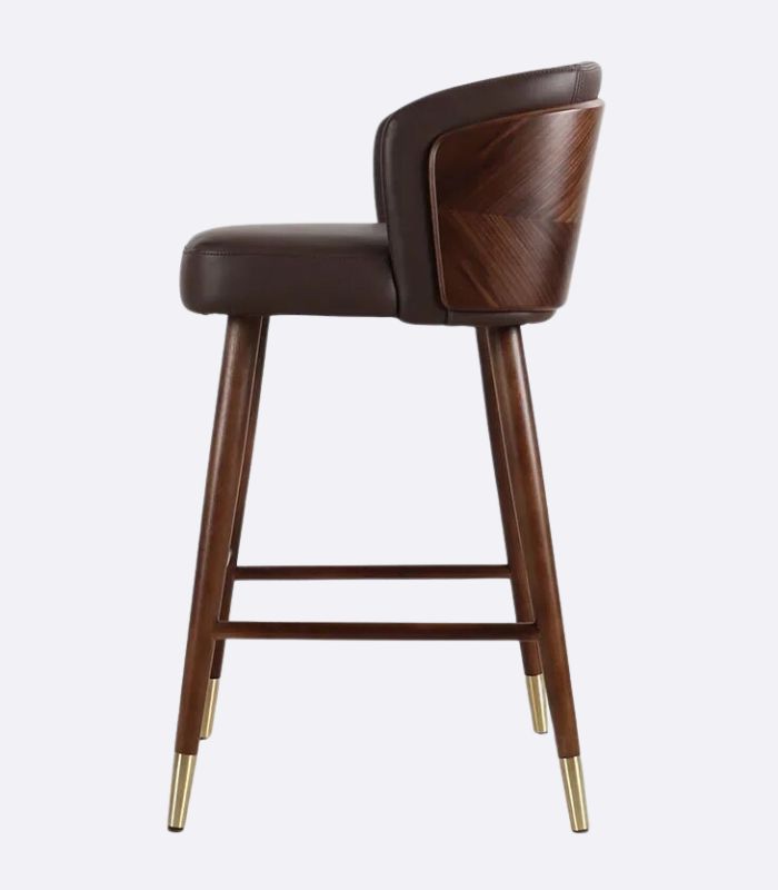 Hollyfield Modern Leather Bar Chair Brown Wood