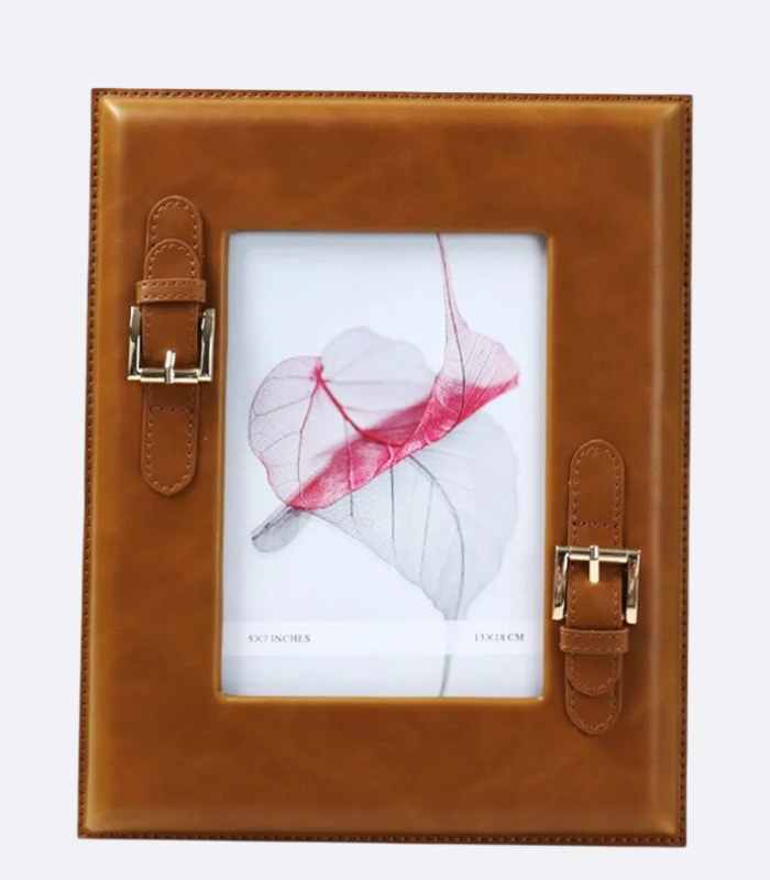 Brown Leather Photo Frame with Buckle