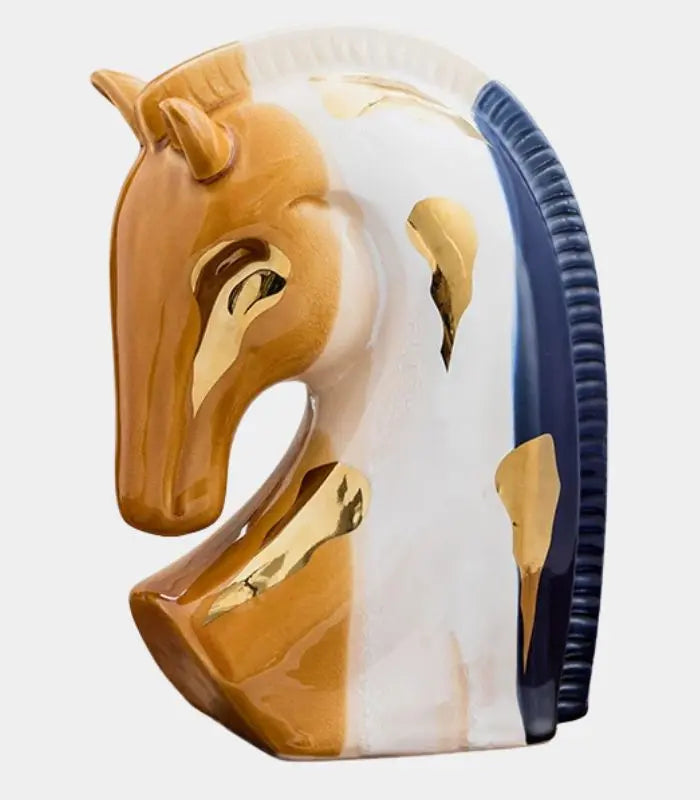 Elegant Porcelain Horse Bust Sculpture with Crackle Glaze –  27 cm