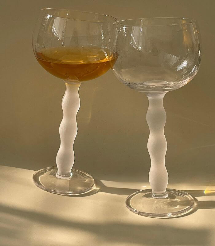 Set of 3 Frosted Twisted Stem Glassware | Versatile Cocktail, Wine & Dessert Glasses | Modern Bar Collection