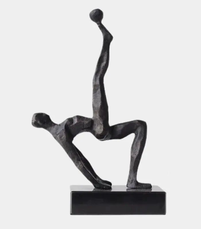 Elysiar Abstract Balance Sculpture – Black Metal Figure with Marble (Faux) Base