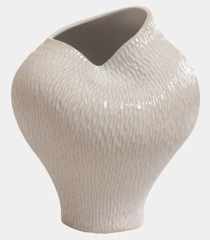 Odessa Handcrafted Ceramic Vase – White Textured Organic Sculptural Form 29 cm (11.42 in)