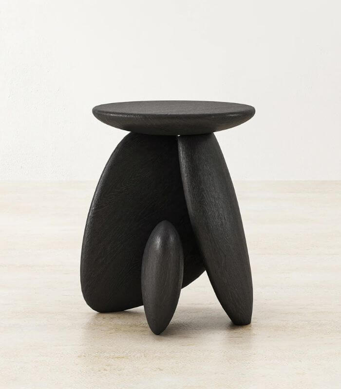 Sculpted Pebble Side Table Raintree Wood