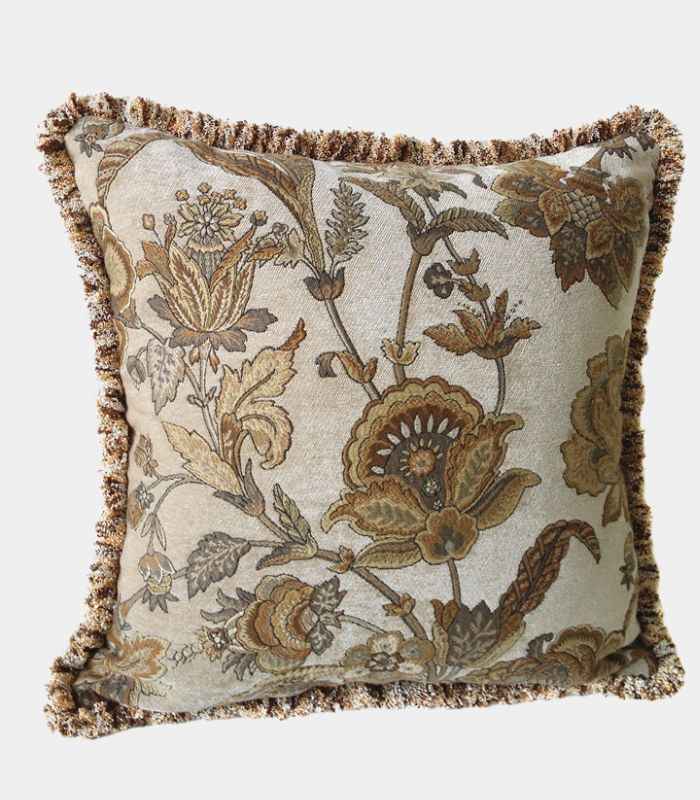 Vintage Style Floral Chenille Cushion Cover 45 x 45 cm