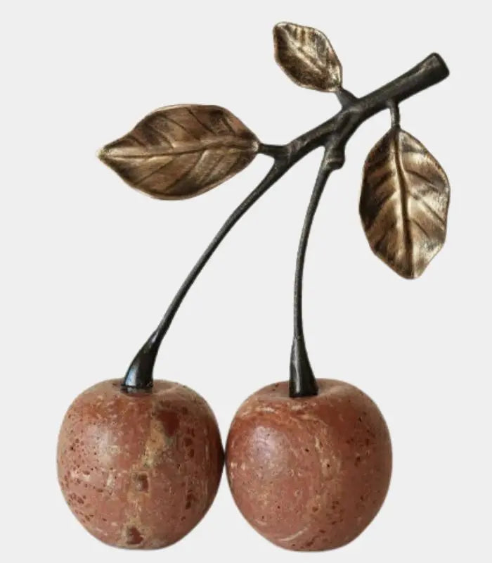 Cerise Natural Travertine Art Sculpture Decorative Object 21 cm
