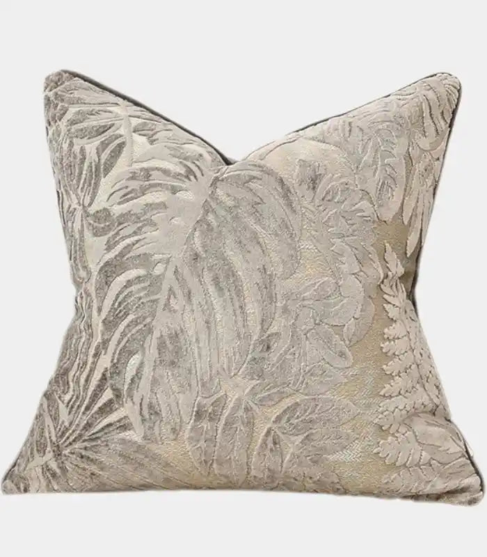 Velvet Floral Garden Cushion Cover Velvet Embroidery Grey