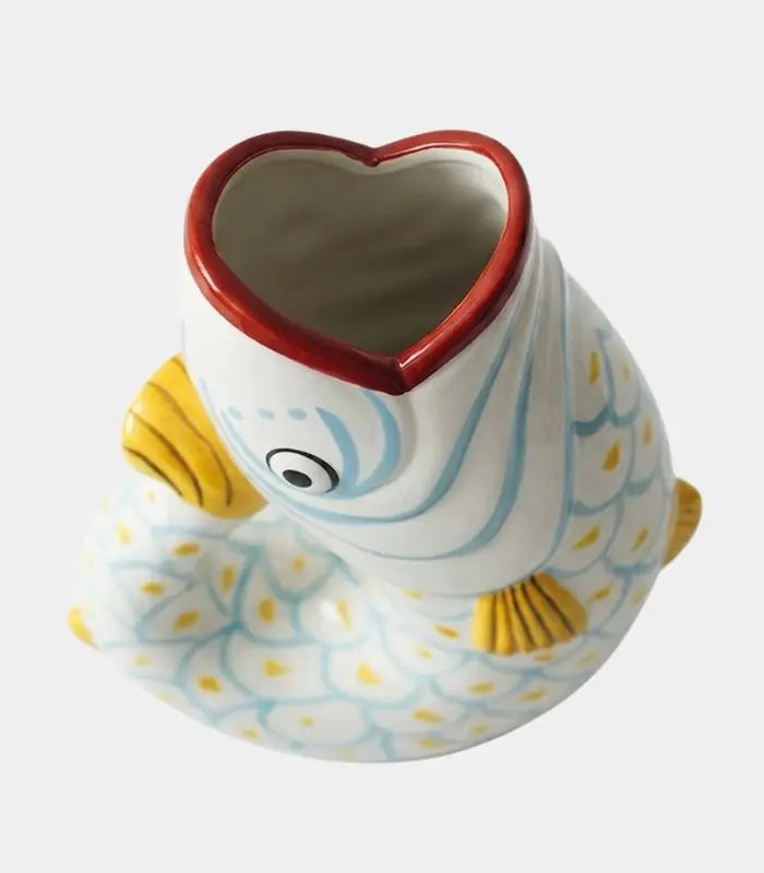 Aqualine Fish Vase – Hand-Painted Porcelain Sculpture Tabletop Vase 26 cm