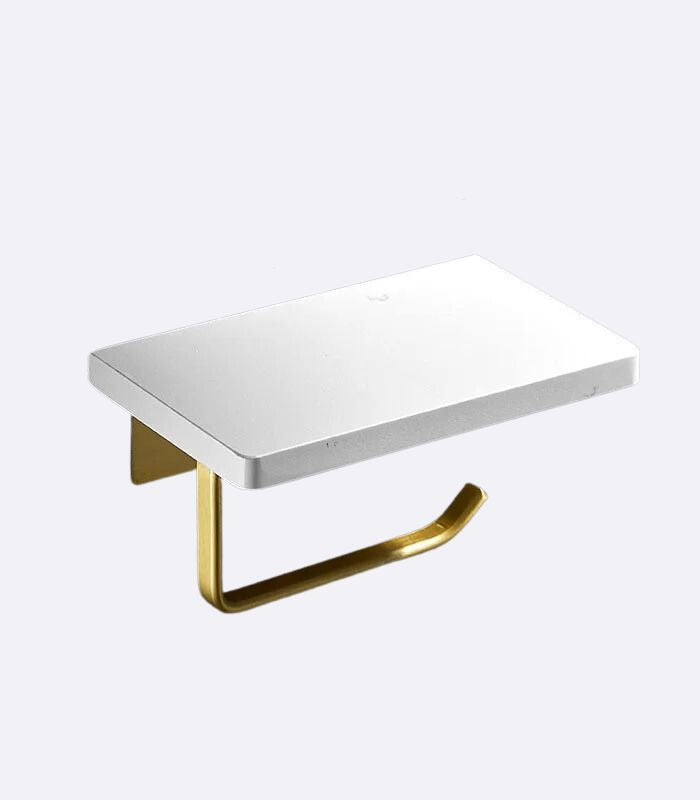 Toilet Roll Holder Wall-Mounted Natural Marble Brushed Gold