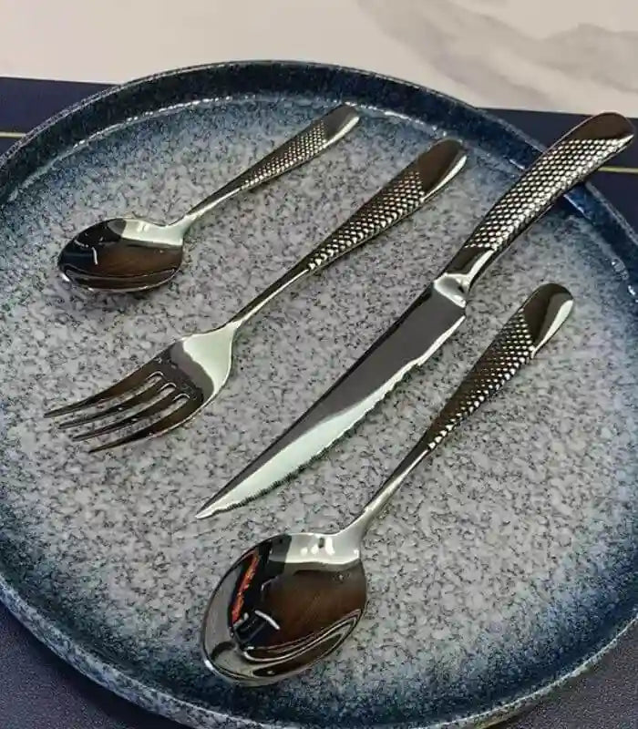 24 Pcs Cutlery Set Premium Stainless Steel Mirror-Polished Silver