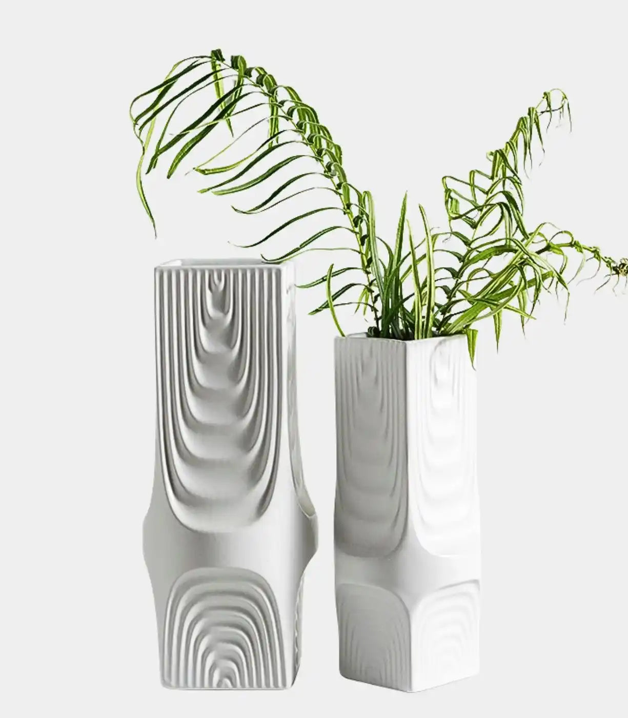 Elegant Matte Ceramic Vase with Tree Pattern White
