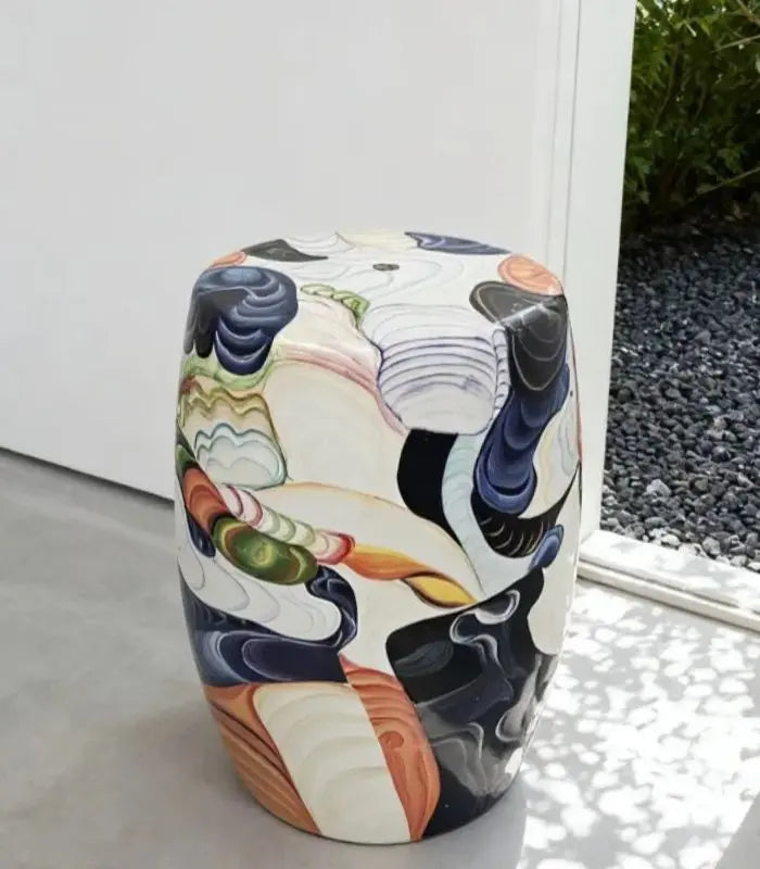 Sonoma Porcelain Stool | Side Table – Hand-Painted Artisan Design 45 cm (18 in)