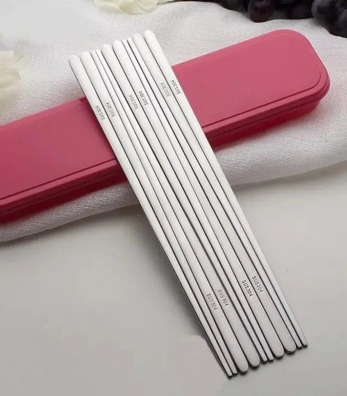 Set of 10 Pairs Stainless Steel Chopsticks