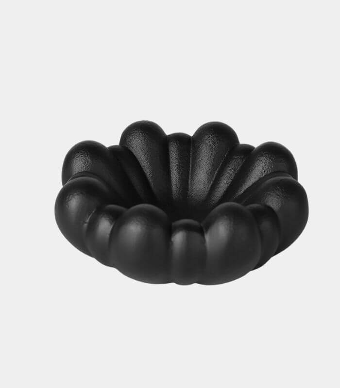 Blossom Elegance Resin Fruit Decorative Bowl Handcrafted Black