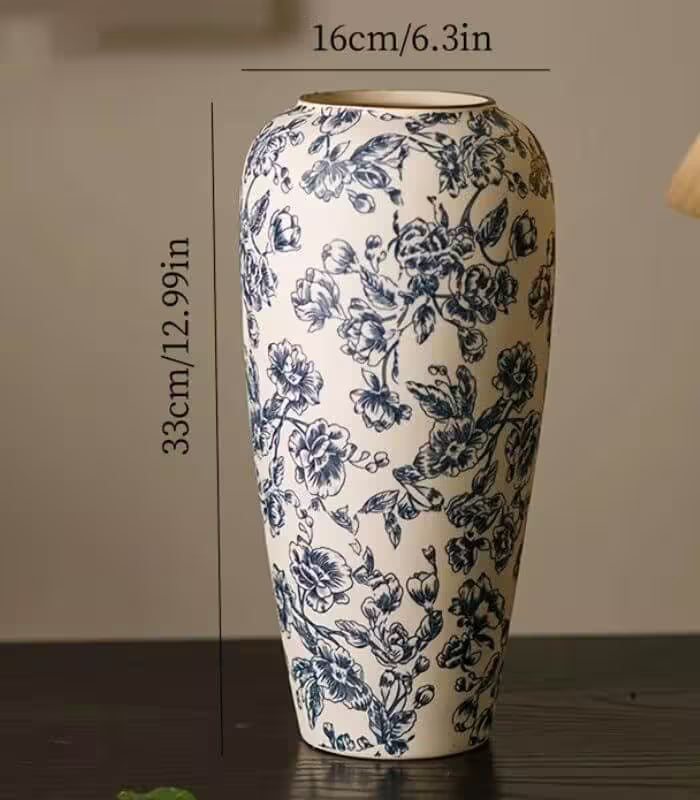 Blue Willow Vintage Style Ceramic Vase - Traditional Floral Collection