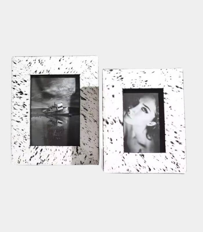 Manège Frame Photo Frame - Artisan Collection Leather & Wood White & Black