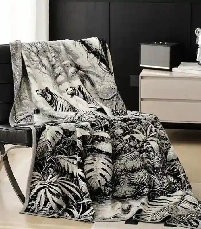 Jungle Expedition Monochrome Throw Blanket