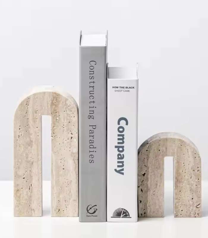 Artisanal Travertine Arch Bookend - Naturally Elegant Home Accent