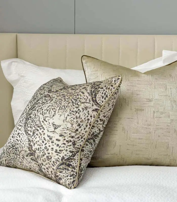 Elegant Leopard Print & Textured Jacquard Decorative Cushion Cover 45x45 cm