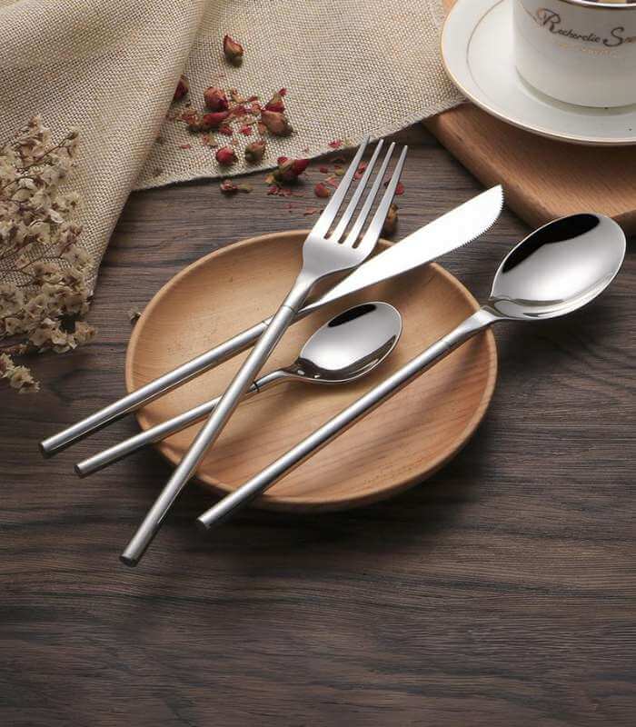 24 Pc Cutlery Set Dinnerware Set Stainless Steel Mirror Polished