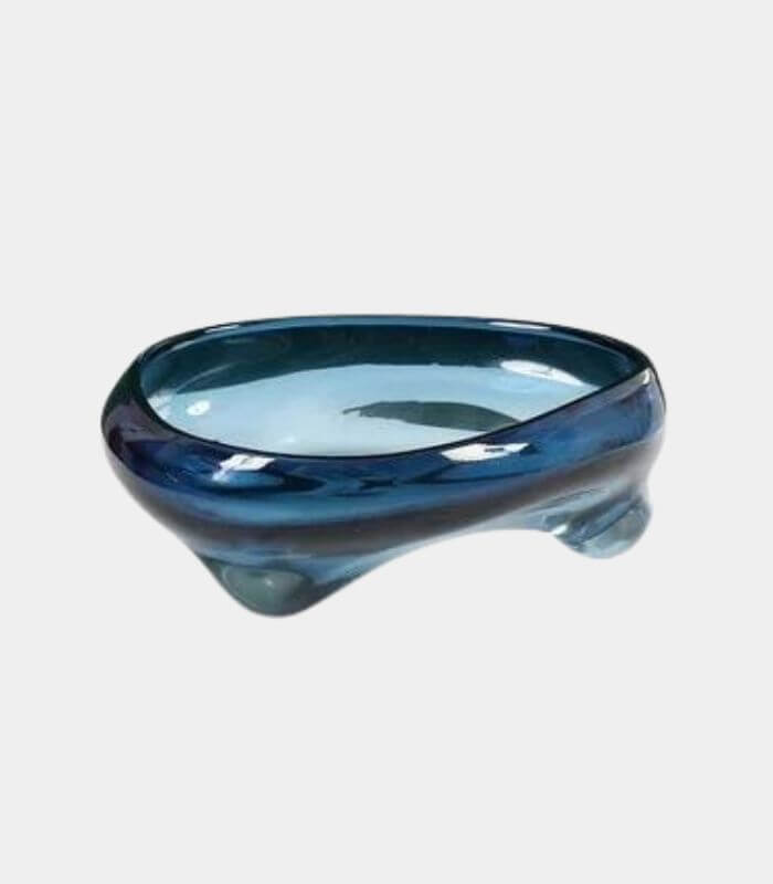 Artisan Handblown Glass Decorative Bowl - Modern Fluid Design in 3 Sizes