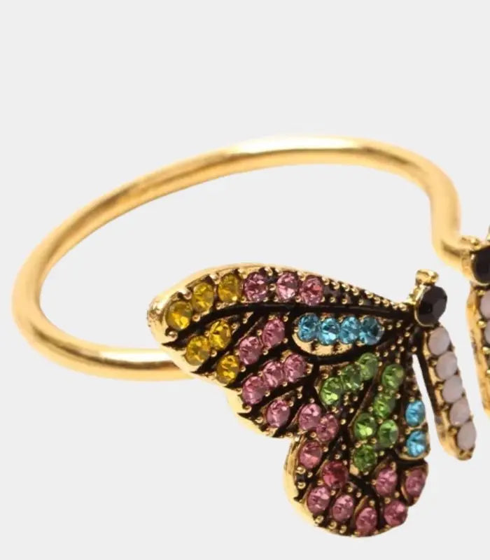 Set 6 Pcs Jeweled Butterfly Napkin Ring Set – Multicolor Crystal Design