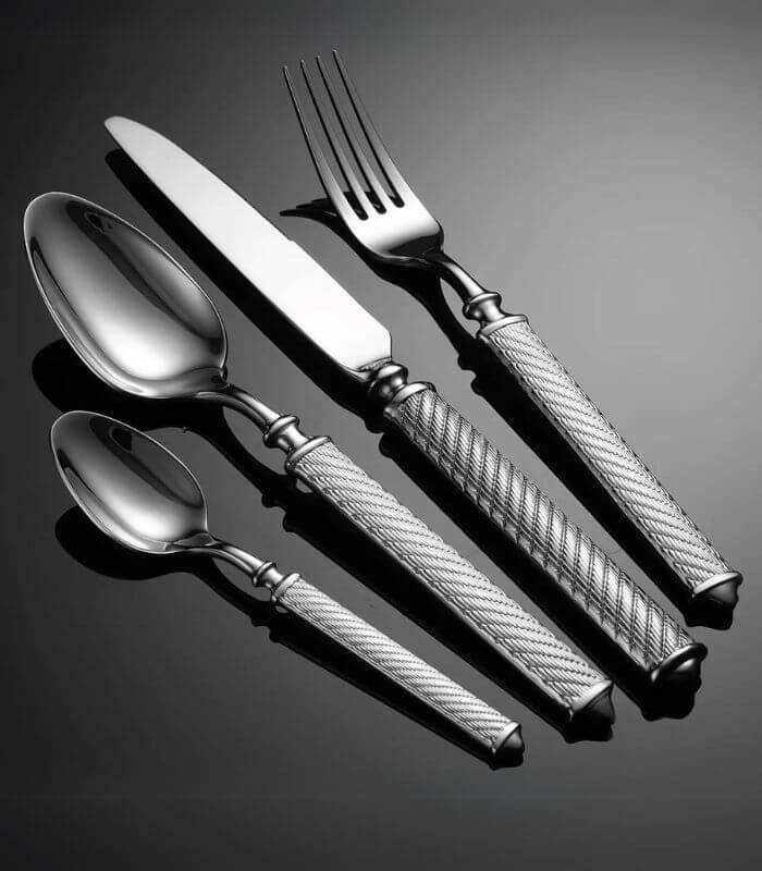 Belmont Regal Twisted Cable Premium Flatware Set - Luxury Stainless Steel Cutlery Collection (24-Piece or 16-Piece Set)