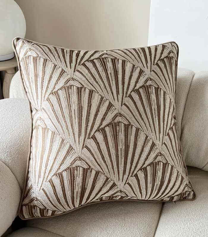 Palais Art Deco Fan Cushion Cover | Designer Jacquard & Velvet Pillow Case  45cm x 45cm