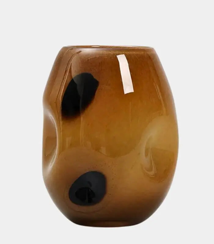 Solara Amber Glass Vase – Handblown Abstract Accent Design