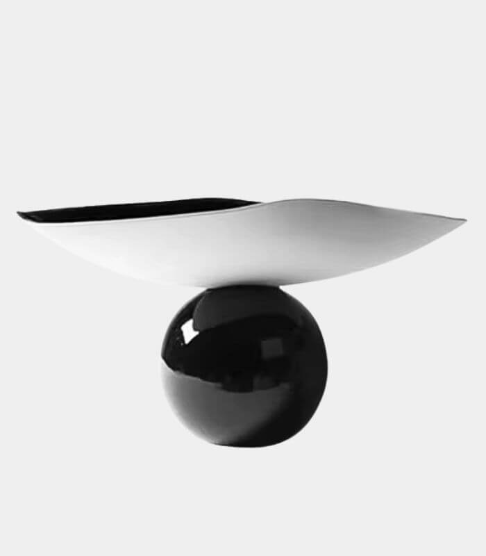 Caleen Luxury Floating Sphere Bowl Modern Decorative Centerpiece 38 cm Black & White