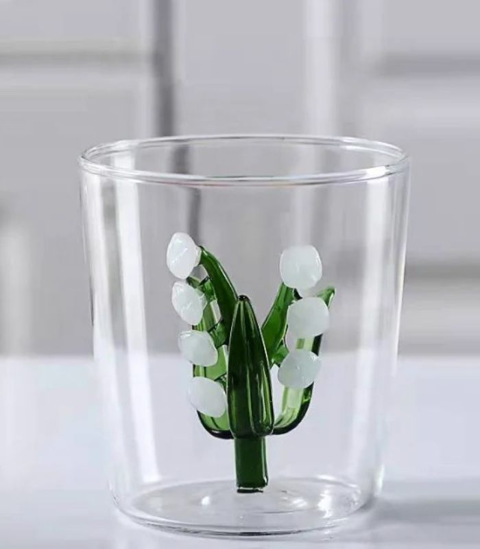 Drinking Glass Lily Of The Valley Transparent Hand-Blown Glass 300 ml